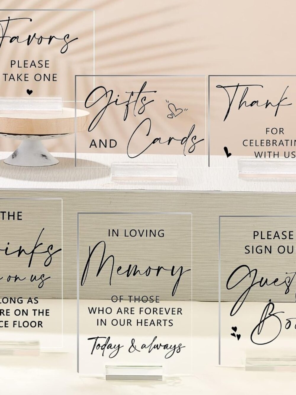 6 Pcs Clear Acrylic Wedding Signs for Reception and Ceremony 5'' x 7'' Wedding S